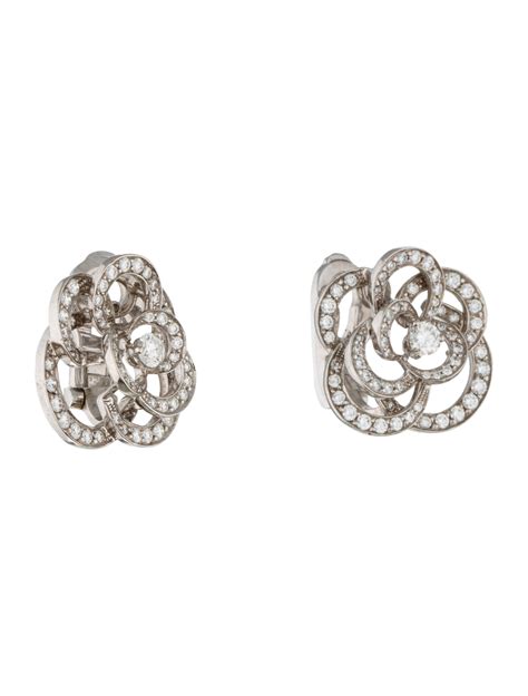 chanel camellia diamond earrings